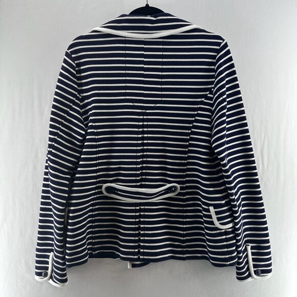 Anthropologie Stephanie Peacoat Striped Knit Jacket Size M Double Breasted Blue - Picture 4 of 13